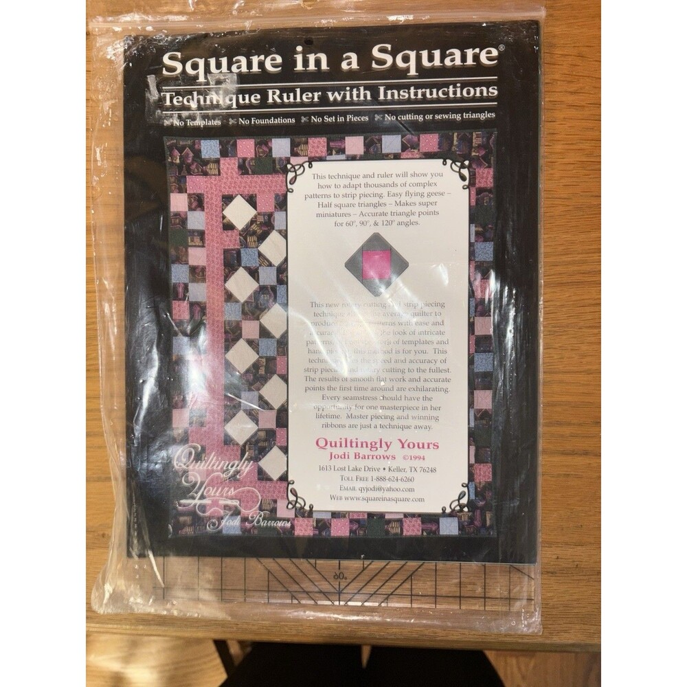 Square in a Square Technique Ruler & Instructions Jodi Barrows Quiltingly Yours